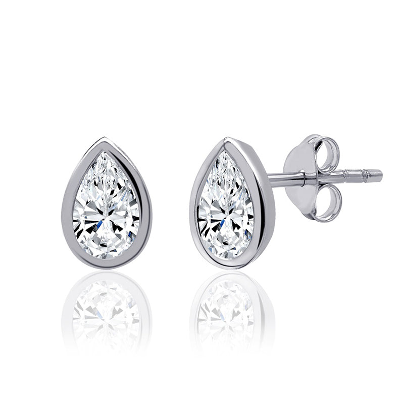 0.40ct Lab Grown Pear Shaped Diamond Sterling Silver White Gold Plated Stud Earrings