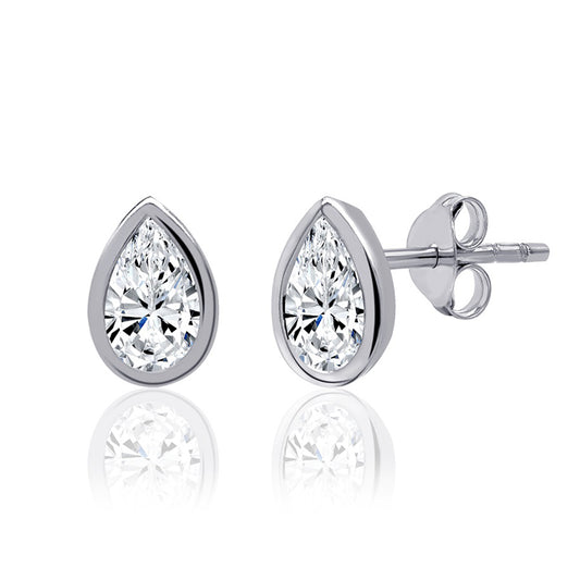 0.40ct Lab Grown Pear Shaped Diamond Sterling Silver White Gold Plated Stud Earrings