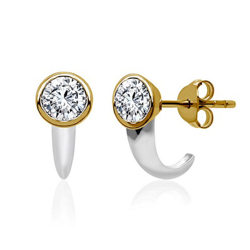 Sterling Silver White Gold & Yellow Gold Plated 0.50ct Lab Grown Diamond Solitaire Earrings