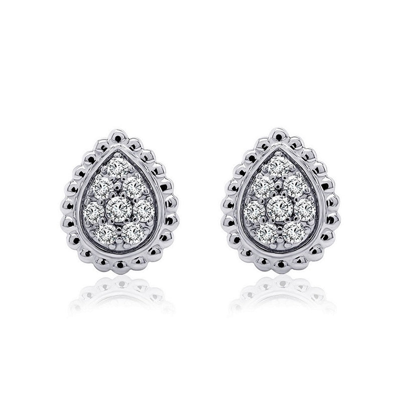 0.32CT Lab-Grown Diamond Pear Shape Stud Earrings in White Gold Plated Sterling Silver