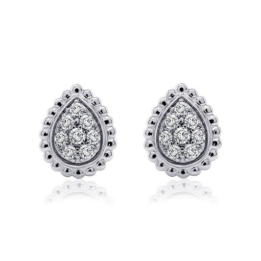 0.32CT Lab-Grown Diamond Pear Shape Stud Earrings in White Gold Plated Sterling Silver