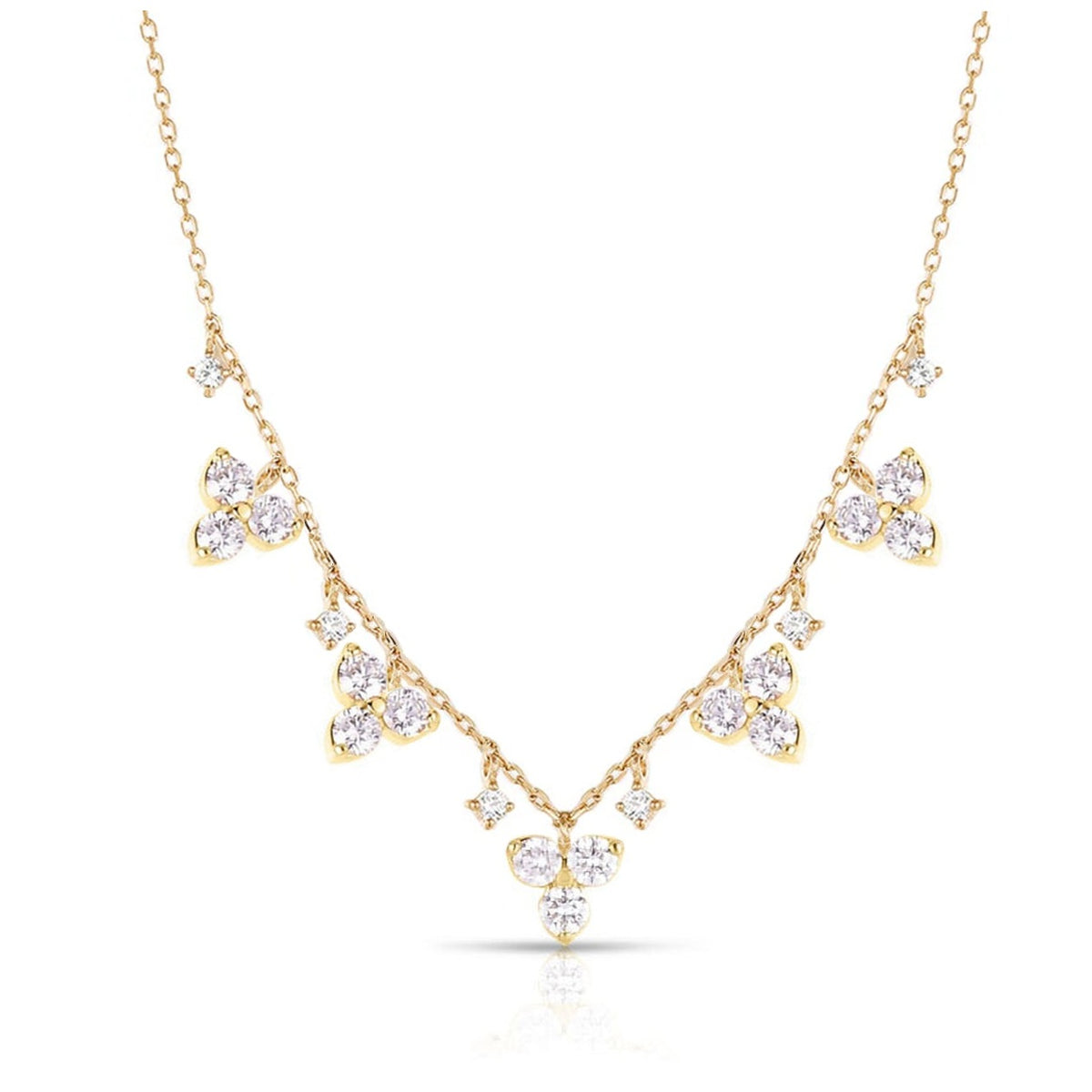 Sterling Silver Yellow Gold Plated 0.63ct TDW Lab Grown Diamond Station Necklace