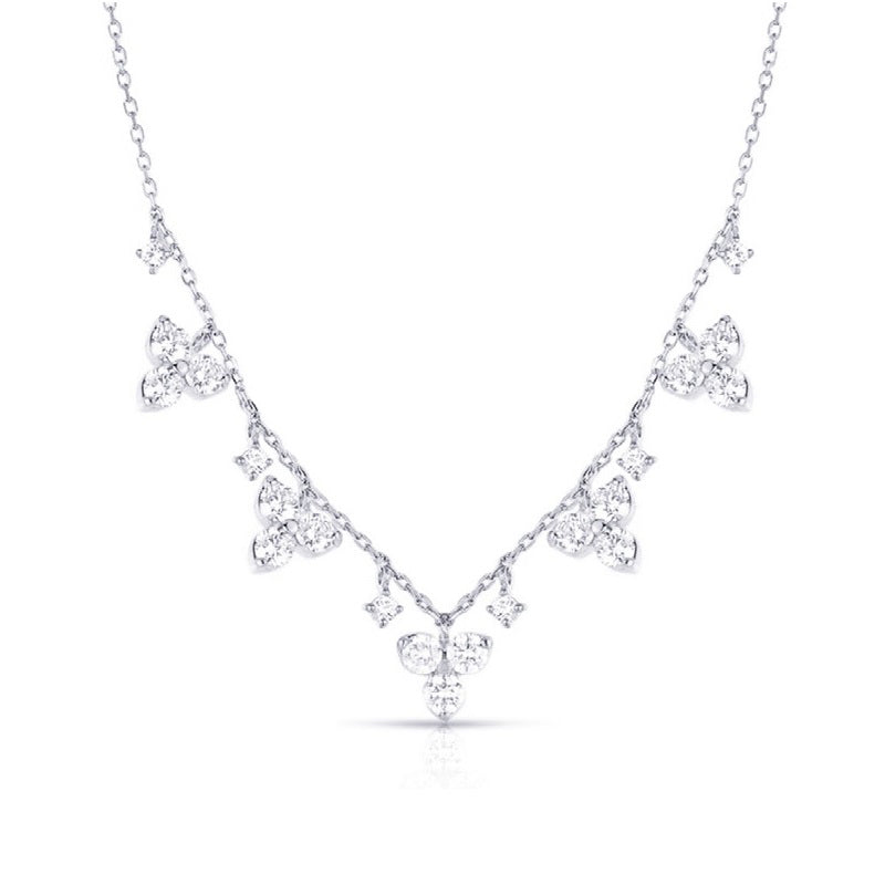 0.63ct Lab Grown Diamond Station Necklace Tower in White Gold Plated Sterling Silver