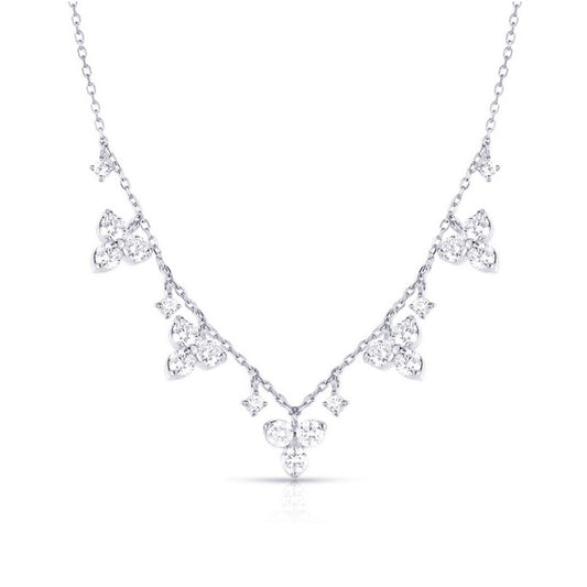 0.63ct Lab Grown Diamond Station Necklace Tower in White Gold Plated Sterling Silver