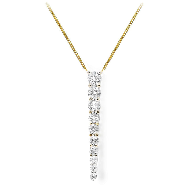 0.67ct Lab Grown Diamond Linear Bar Necklace in Yellow Gold Plated Sterling Silver
