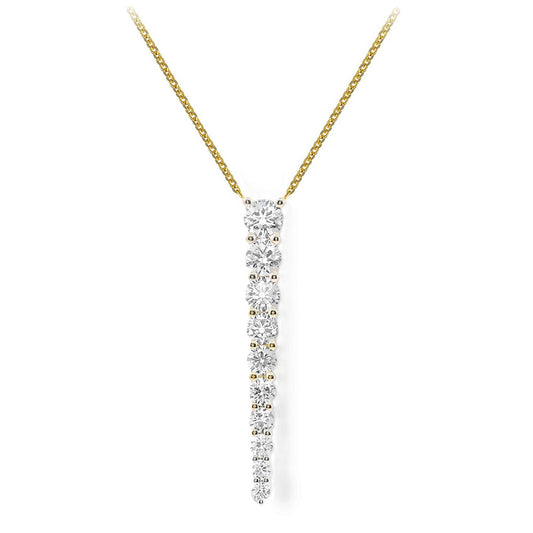 0.67ct Lab Grown Diamond Linear Bar Necklace in Yellow Gold Plated Sterling Silver