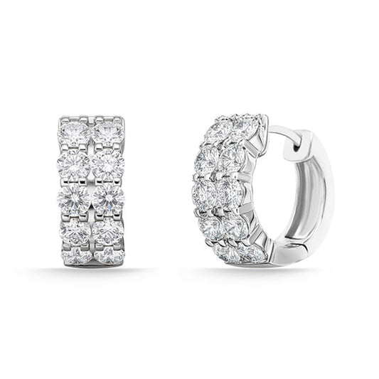 Sterling Silver White Gold Plated 0.40ct Lab Grown Diamond Mini Huggie Earrings