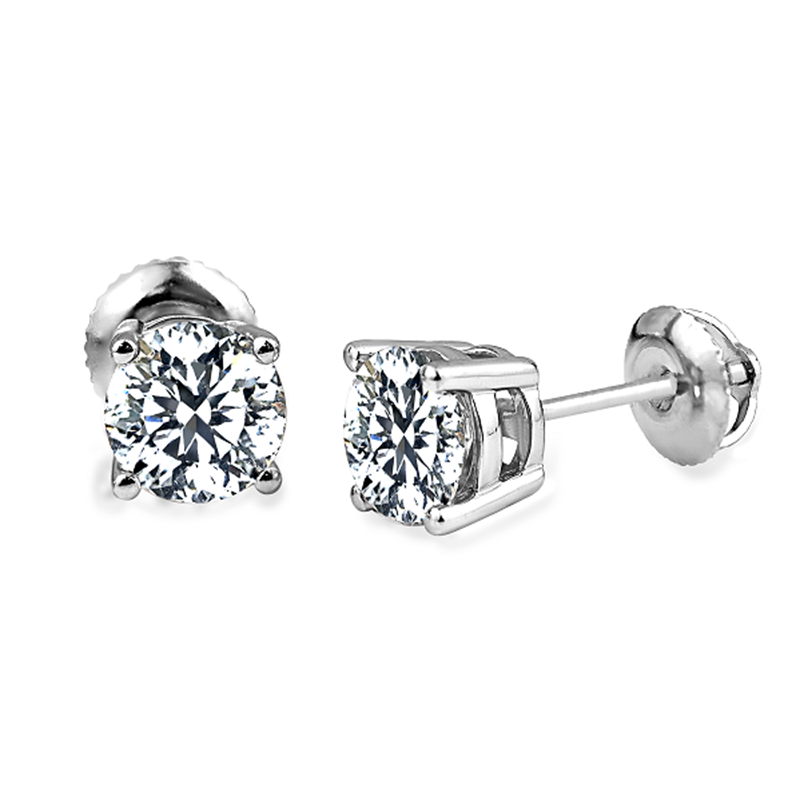 1.00CT Lab-Grown Diamond Stud Earrings in White Gold-Plated Sterling Silver