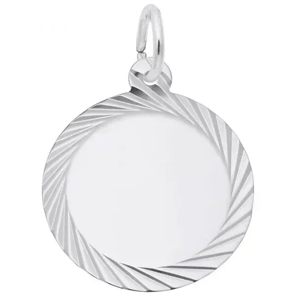Sterling Silver Small Diamond Faceted Disc Charm