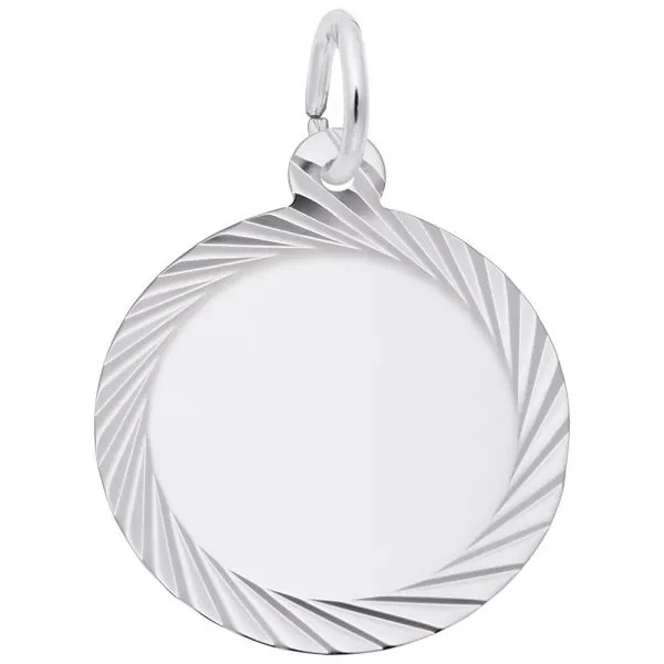 Sterling Silver Small Diamond Faceted Disc Charm