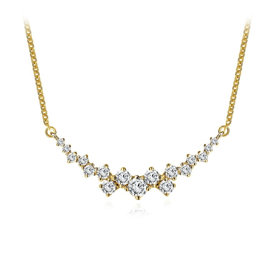 0.66ct TDW Lab Grown Diamond Sterling Silver Yellow Gold Plated Graduated Cluster Necklace
