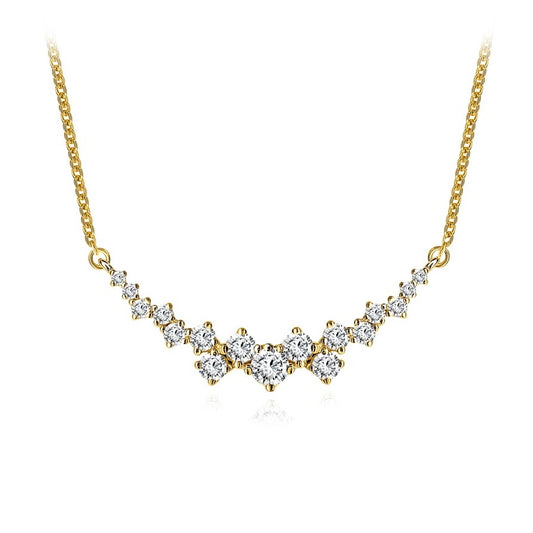 0.66ct TDW Lab Grown Diamond Sterling Silver Yellow Gold Plated Graduated Cluster Necklace