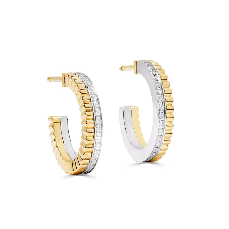 0.48ct Lab-Grown Diamond White Gold and Yellow Gold Plated Sterling Silver Hoop Earrings
