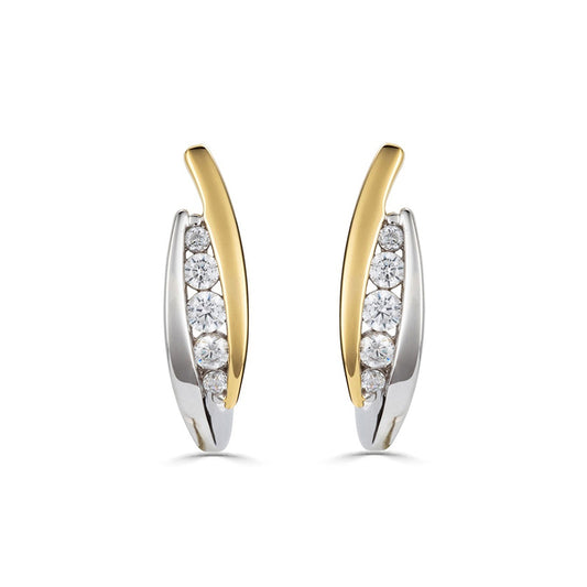 Sterling Silver White Gold and Yellow Gold Plated 0.25ct Lab Grown Diamond Earrings