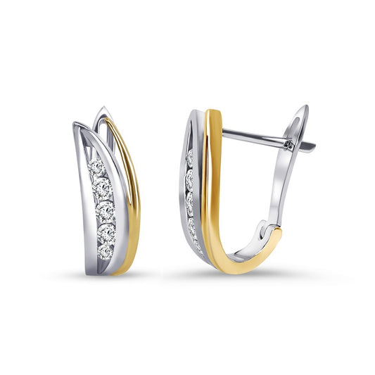 0.33ct TDW Lab Grown Diamond Sterling Silver Two Tone Gold Plated Hoop Earrings