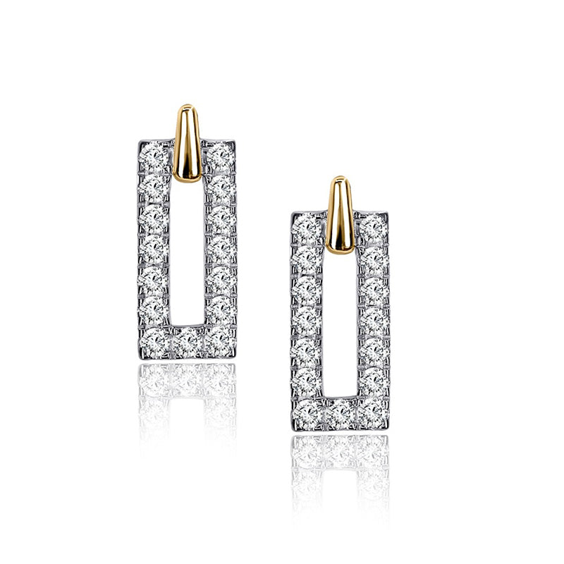 0.33ct Lab-Grown Diamond Sterling Silver White Gold and Yellow Gold Plated Rectangular Earrings