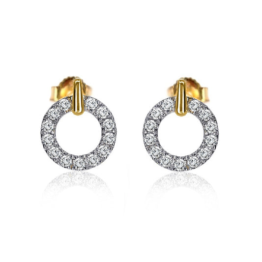 Sterling Silver White Gold and Yellow Gold Plated 0.32ct Lab Grown Diamond Circle Earrings