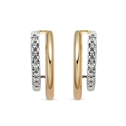 Sterling Silver White Gold and Yellow Gold Plated 0.18ct Lab Grown Diamond Hoop Earrings