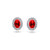 0.21TDW Diamond & 2.5X3MM Oval Ruby Halo Earrings in 10k White Gold