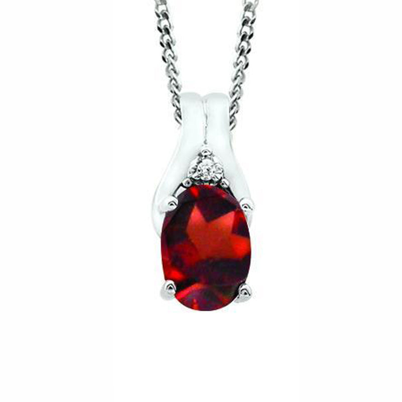January Birthstone Pendant with Diamond Accent set in 10K White Gold
