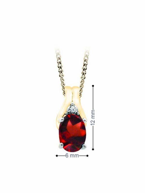 January Birthstone Pendant with Diamond Accent set in 10K Yellow gold