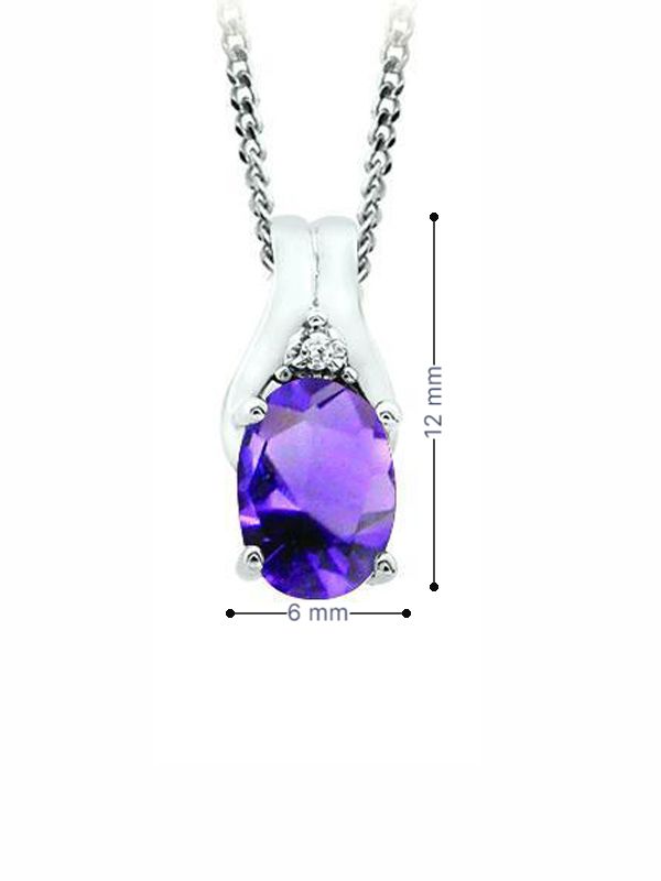 February Birthstone Pendant with Diamond Accent set in 10K White Gold