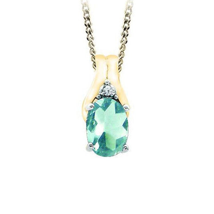 March Birthstone Pendant with Diamond Accent set in 10K Yellow gold