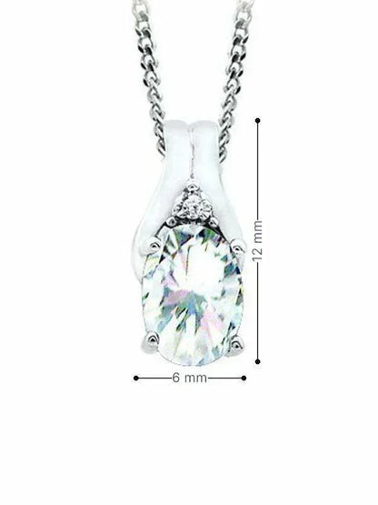 April Birthstone Pendant with Diamond Accent set in 10K White Gold