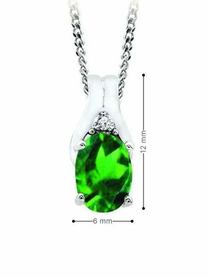 May Birthstone Pendant with Diamond Accent set in 10K White Gold