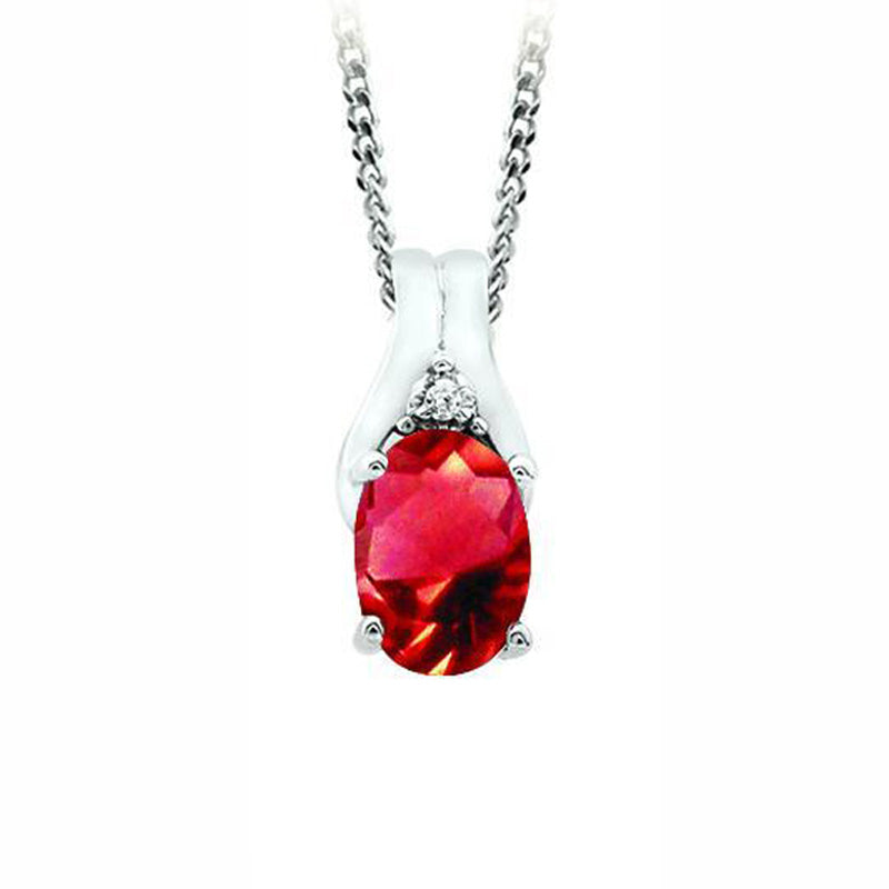 July Birthstone Pendant with Diamond Accent set in 10K White Gold