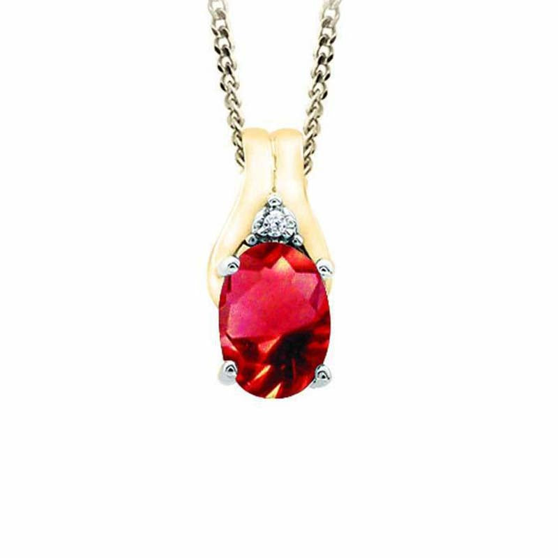 July Birthstone Pendant with Diamond Accent set in 10K Yellow gold