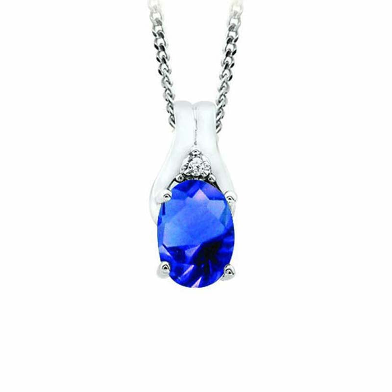 September Birthstone Pendant with Diamond Accent set in 10K White Gold