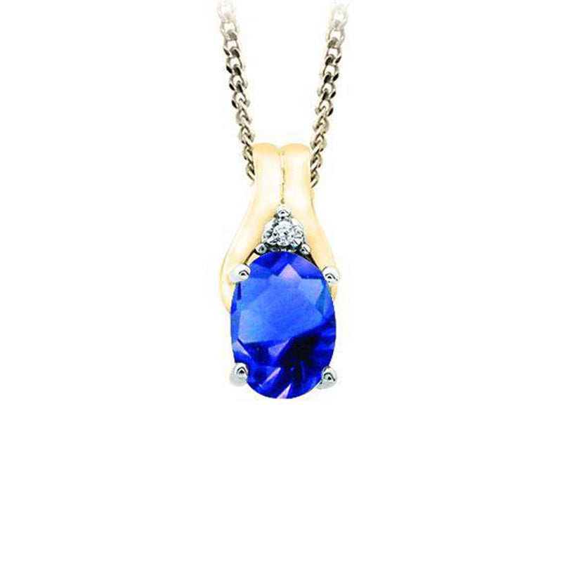 September Birthstone Pendant with Diamond Accent set in 10K Yellow gold