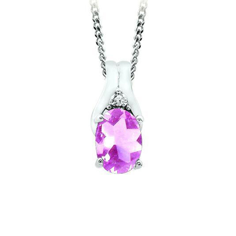 October Birthstone Pendant with Diamond Accent set in 10K White Gold