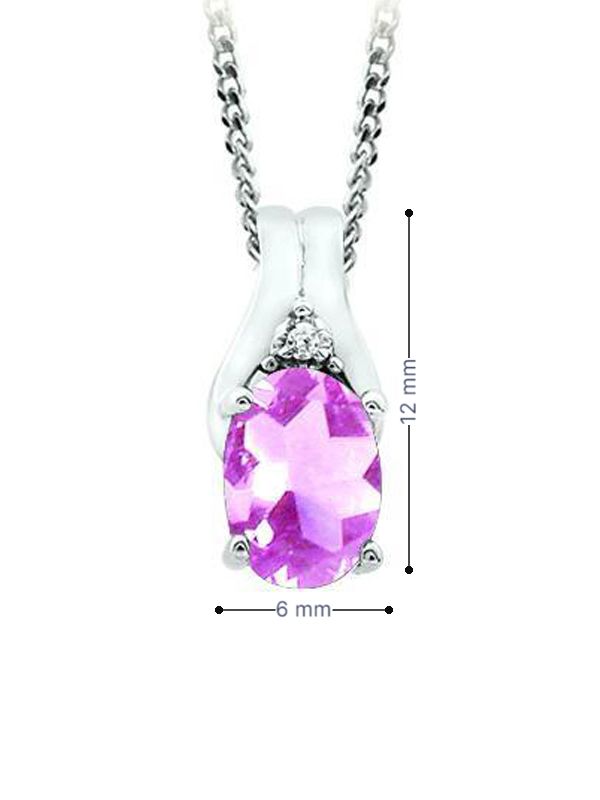 October Birthstone Pendant with Diamond Accent set in 10K White Gold