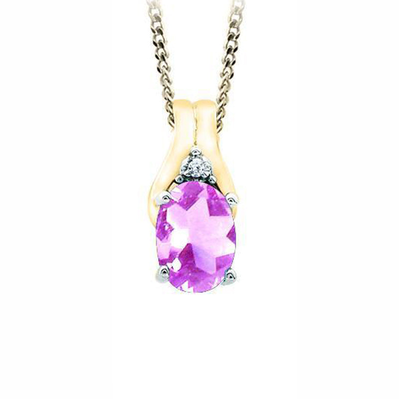 October Birthstone Pendant with Diamond Accent set in 10K Yellow gold