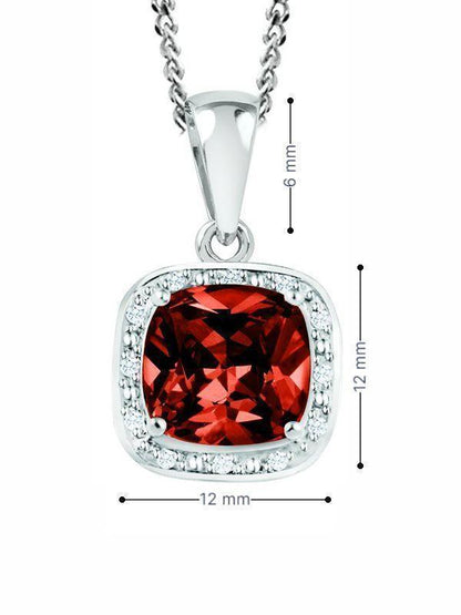January Birthstone Pendant with Diamond Accent set in Sterling Silver