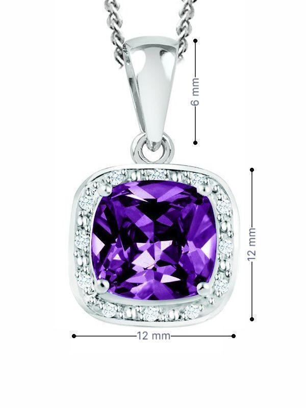February Birthstone Pendant with Diamond Accent set in Sterling Silver