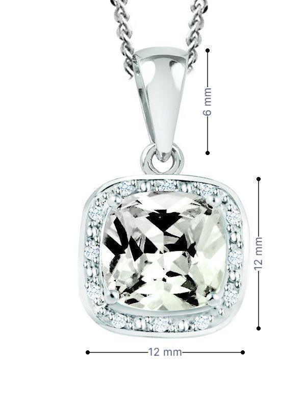 April Birthstone Pendant with Diamond Accent set in Sterling Silver