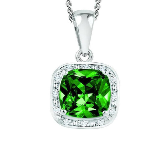 May Birthstone Pendant with Diamond Accent set in Sterling Silver