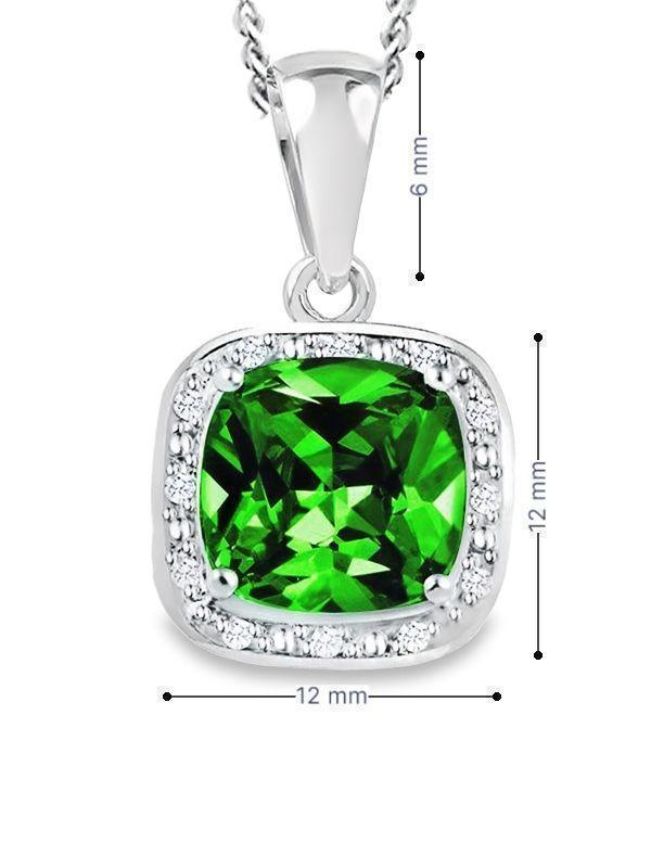 May Birthstone Pendant with Diamond Accent set in Sterling Silver