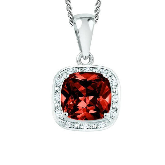 June Birthstone Pendant with Diamond Accent set in Sterling Silver
