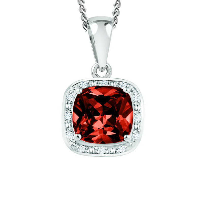 June Birthstone Pendant with Diamond Accent set in Sterling Silver