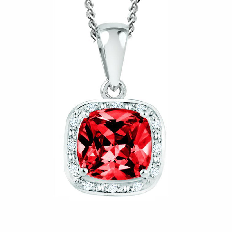 July Birthstone Pendant with Diamond Accent set in Sterling Silver