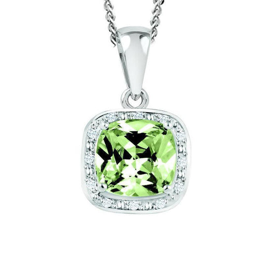 August Birthstone Pendant with Diamond Accent set in Sterling Silver