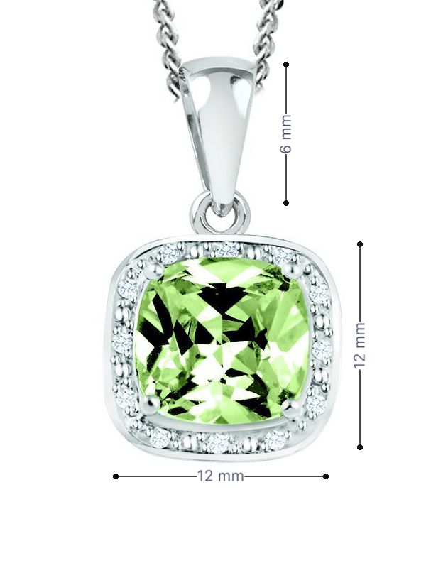 August Birthstone Pendant with Diamond Accent set in Sterling Silver