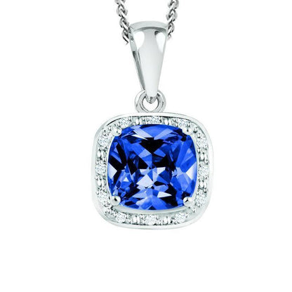 September Birthstone Pendant with Diamond Accent set in Sterling Silver