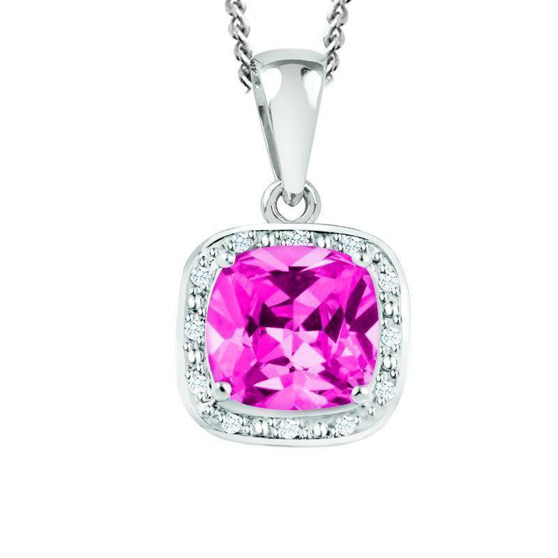 October Birthstone Pendant with Diamond Accent set in Sterling Silver