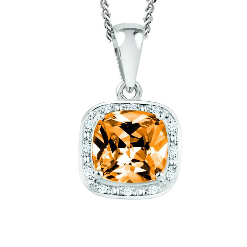 November Birthstone Pendant with Diamond Accent set in Sterling Silver