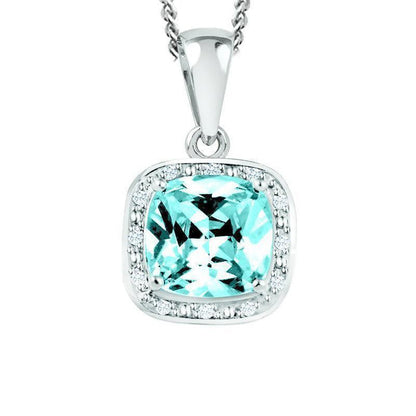 December Birthstone Pendant with Diamond Accent set in Sterling Silver
